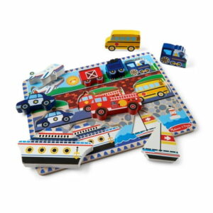 Melissa & Doug Vehicles Wooden Chunky Puzzle - Plane, Train, Cars, and Boats