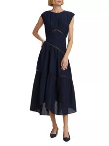 Gathered Linen-blend Handkerchief Midi-dress $50 Gift Card with Purchase