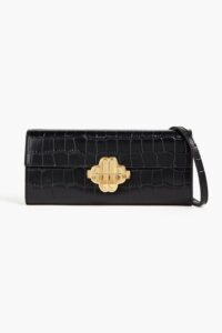 Croc-effect Leather Clutch