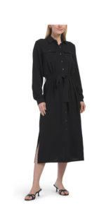 Long Sleeve Collared Button Down Shirt Dress