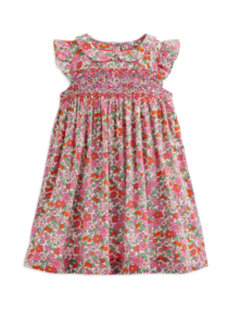 Kids' Floral Smocked Bodice Cotton Dress