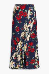 Hudson Floral-print Crepe De Chine Midi Skirt