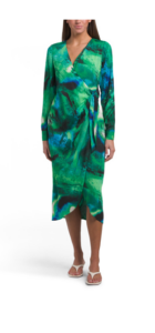 Long Sleeve V-neck Midi Dress