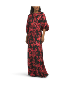 Blouson Sleeve Floral Gown