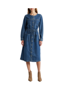 Elysian Long Sleeve Denim Midi Shirtdress