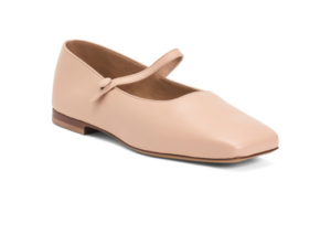 Leather Square Toe Mary Jane Flats