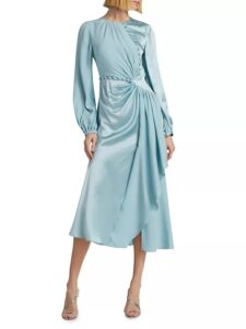 Buttoned-waist Silk Cocktail Dress