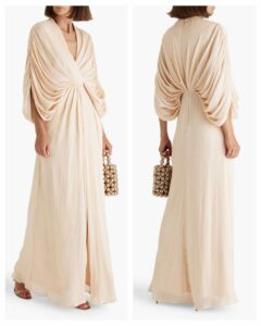 Draped Metallic Georgette Gown