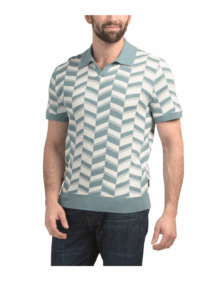 Short Sleeve Chevron Johnny Collar Shirt