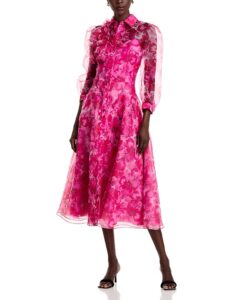 Floral Print Organza Shirt Dress