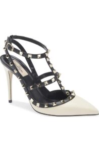 Rockstud T-strap Pointed Toe Pump (women)