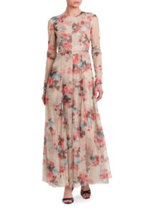 Floral Tulle Fit & Flare Maxi Dress