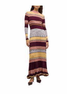 Evangeline Striped Mock-neck Knit Maxi Dress