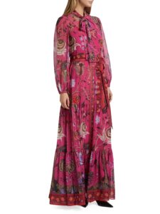Leah Floral Chiffon Tieneck Maxi Shirtdress
