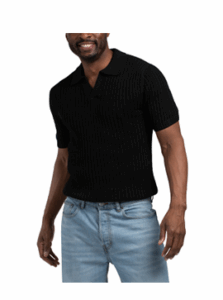 Short Sleeve Crochet Johnny Collar Sweater Polo