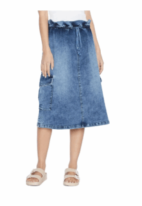 Paperbag Denim Midi Skirt Size Xs