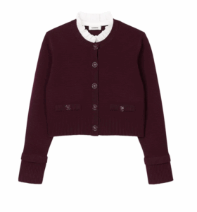 Knit Cardigan with Ruffled Collar