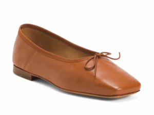 Leather Square Toe Ballerina Flats
