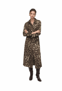 Printed shirt dress with belt