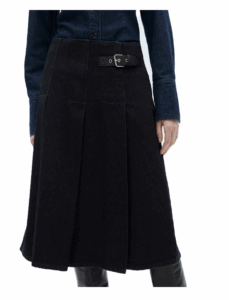Rinse-wash midi-skirt with buckle