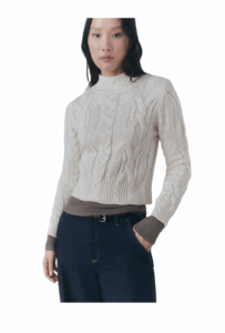 Braided sweater with perkins neck