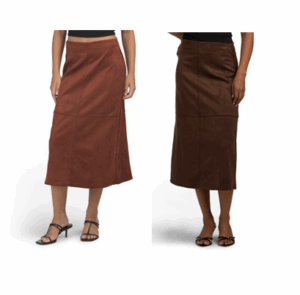 Faux Suede Pieced A-line Skirt