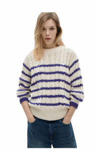 Striped braided sweater