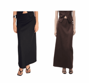 Linen-blend straight skirt