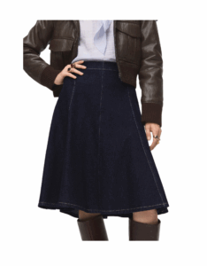 Denim midi-skirt with stitching