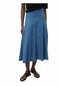 Denim midi-skirt with stitching