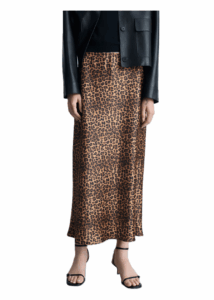 Leopard-print satin skirt