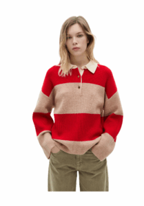 Striped polo-neck sweater
