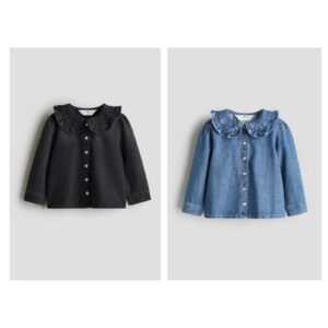 Denim Blouse with Collar