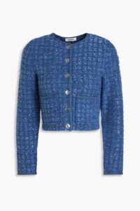 Cropped Sequin-embellished Bouclé-tweed Jacket