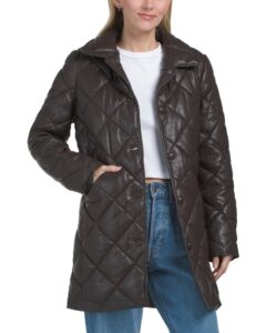 Genuine Leather Quilted Puffer