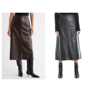 Faux Leather A-line Skirt