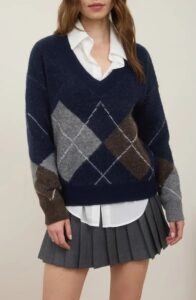 Argyle V-Neck Pullover Sweater
