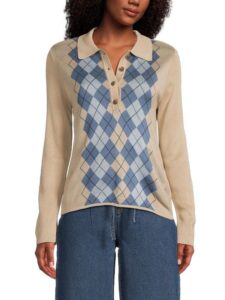 ​Argyle Long Sleeve Polo Sweater