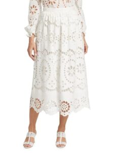Lexi Embroidered Linen Midi-skirt