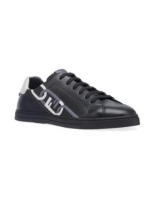 Flow Vitello Leather & Tonal Logo Jacquard Sneakers