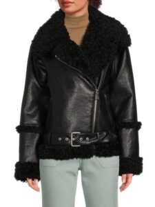 Charleston Faux Shearling Trim Moto Jacket