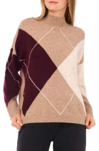 Argyle Mock Neck Sweater