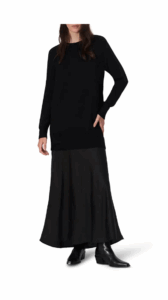 Millie Long Sleeve Mixed Media Wool Blend Sweater Dress