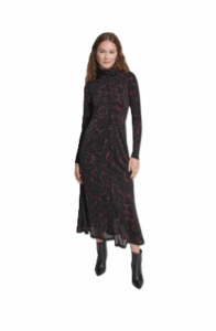 Women's Exposed Seam Printed Long Sleeves Dress