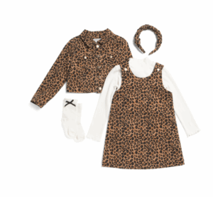 Toddler Girls 3pc Leopard Printed Corduroy Jumper and Jacket Set Size 2-5