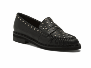 Leather Wrinkle Loafers with Studs