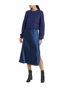 Ann Sweater & Satin Midi-Dress