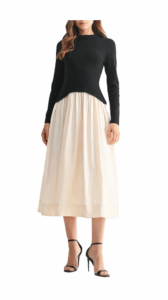 Long Sleeve Mixed Media Maxi Dress