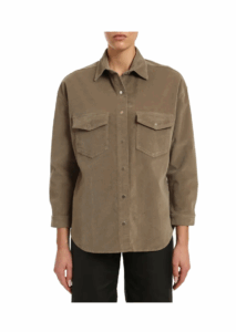 Livia Aloe Corduroy Button-Up Shirt