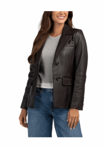 Leather Missy Single Breasted Blazer